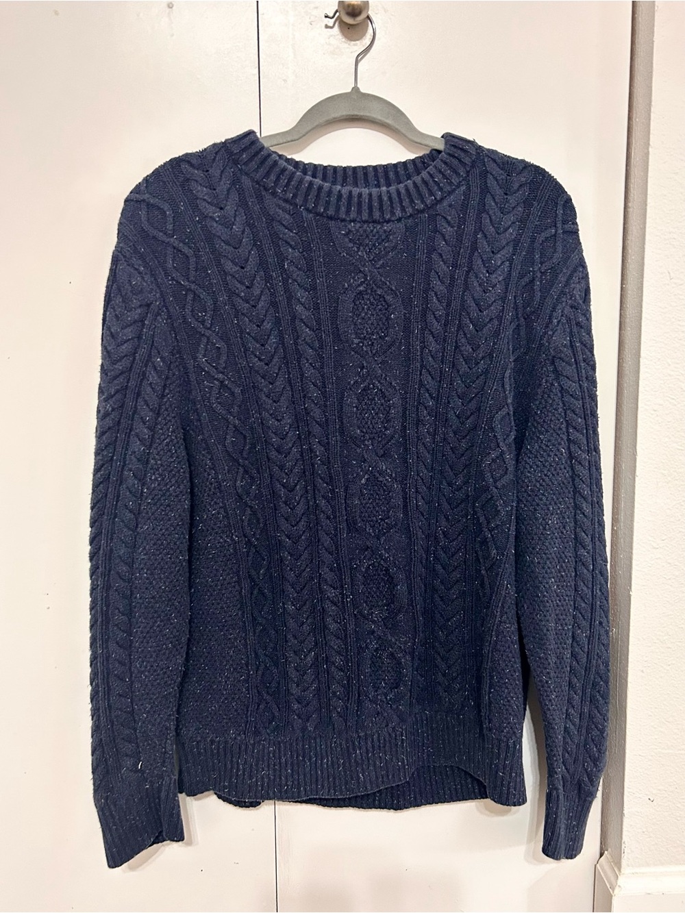 L.L. Bean Navy Cable Knit Crewneck Sweater